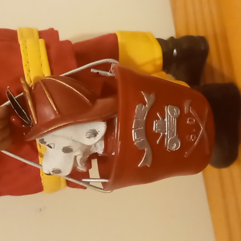 FIREMEN SANTA WITH HOSE AND DALMATIAN FIGURINE 11"TALL - Picture 6 of 8